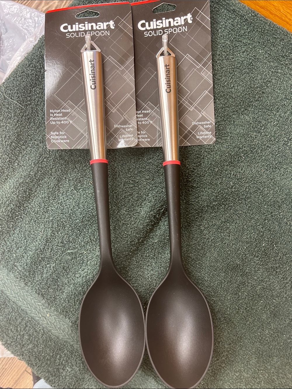 New Cuisinart Black Solid Spoon with Stainless Handle - Set of 2